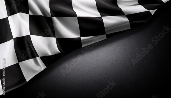 Fototapeta Checkered flag on black
