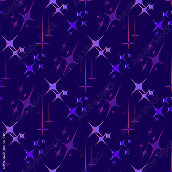 Obraz Abstract disco stars light effects neon purple, blue vibrant colors background. Vector illustration