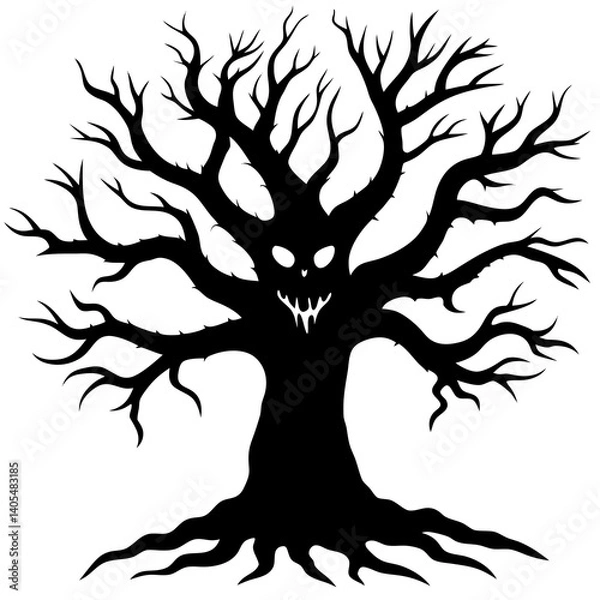 Obraz halloween tree silhouette vector illustration