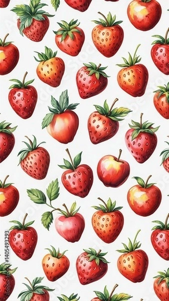 Fototapeta seamless pattern with strawberries