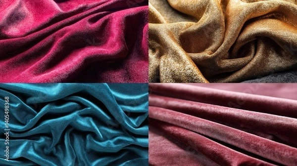 Obraz Luxurious fabric textures in vibrant colors for design projects.
