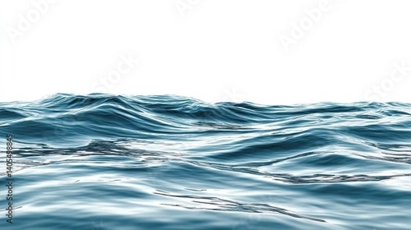 Obraz Calm ocean waves rippling against a clear white background.