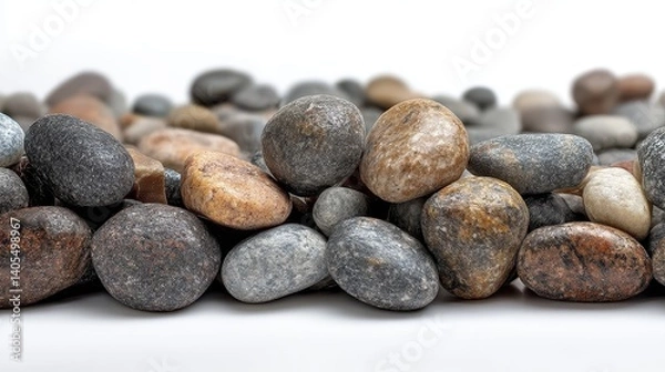 Obraz Collection of smooth river stones in various colors and sizes.