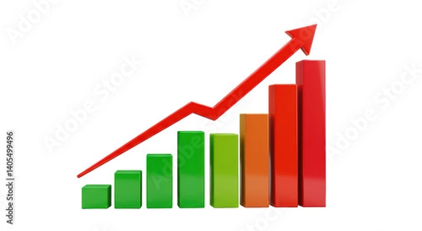 Fototapeta Isolated Growing Bar Chart with Arrow