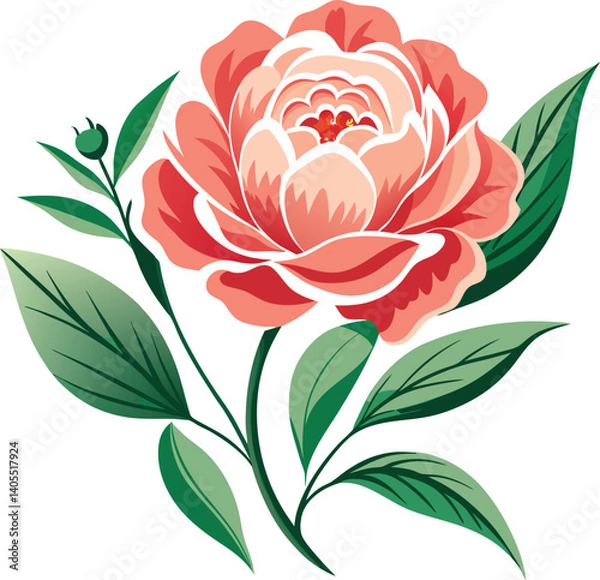 Obraz Vector illustration of a pink rose flower with a beautiful floral design