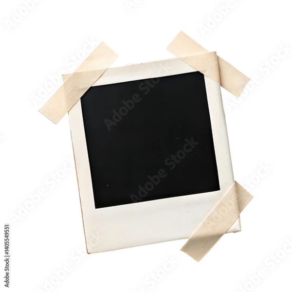 Fototapeta Polaroid frame with tape isolated on transparent background. Cut out