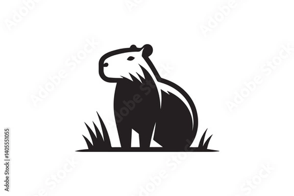 Obraz simple capybara silhouette icon vector isolated in white background