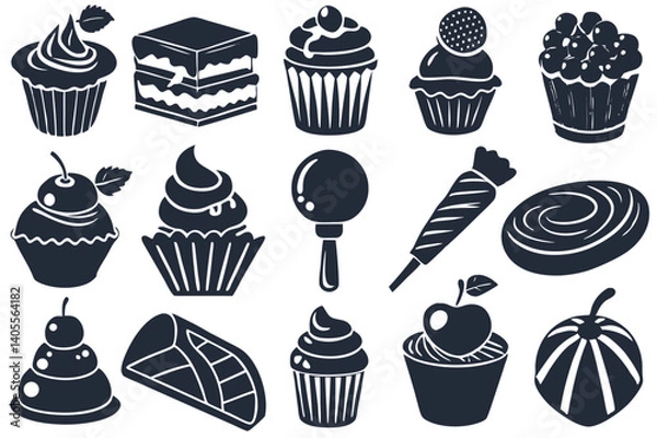 Fototapeta Minimalist Food Icon Collection – Vector Illustrations


