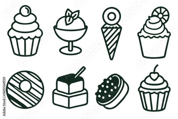 Fototapeta Minimalist Food Icon Collection – Vector Illustrations

