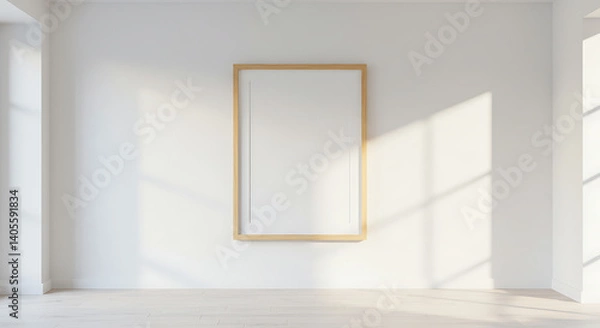 Fototapeta Sunlit Minimalism: Empty Frame, Modern Interior AI Generated