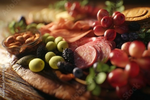 Obraz Beautiful charcuterie board closeup