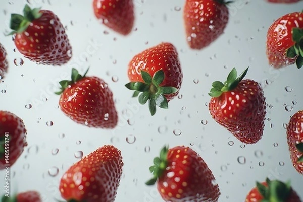 Obraz Strawberries falling in the air