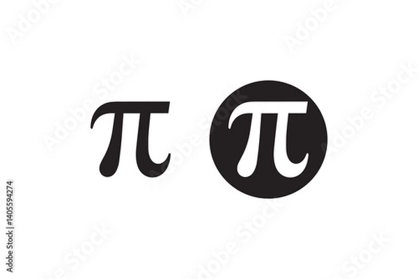 Obraz simple Math pi symbol silhouette icon vector isolated in white background	