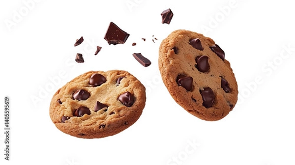 Fototapeta Isolated Chocolate Chip Cookies Photo with Transparent Background