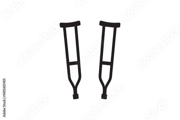 Obraz simple crutches Equipment silhouette icon vector isolated in white background	