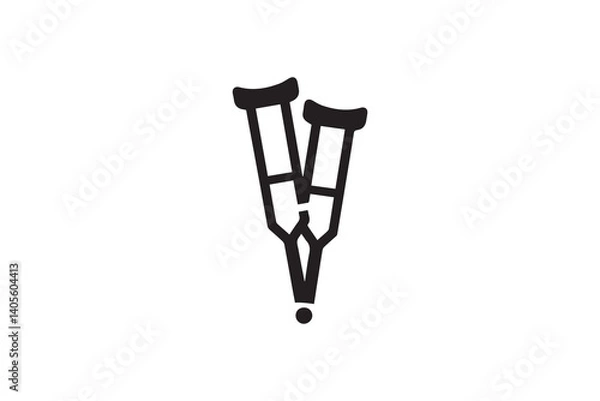 Obraz simple crutches Equipment silhouette icon vector isolated in white background	