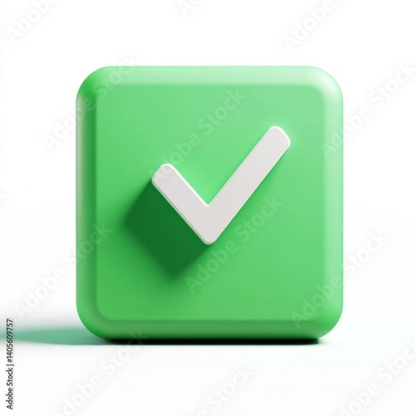 Fototapeta Green square button with white checkmark