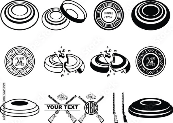 Fototapeta Clay Target Eps, Vector Black and White
