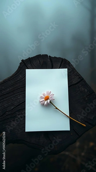 Fototapeta Blank notepad page and a beautiful flower. created by generative ai