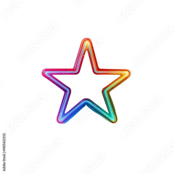Fototapeta A colorful, outlined star shape featuring a gradient of rainbow colors.
