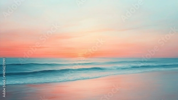 Fototapeta ethereal color scheme showcases a harmonious blend of subtle shades, seamless gradients, and an aura of serenity, as muted pastel canvas is adorned with a soothing spectrum reminiscent of a tranquil.