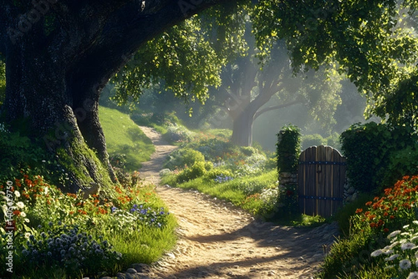 Obraz Serene Hobbit Path Through the Enchanting Landscape of the Shire