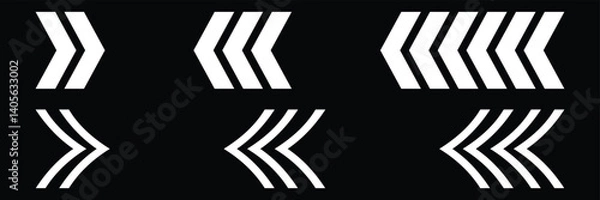 Obraz Stacked and chevron arrows icon black and white directional symbols vector