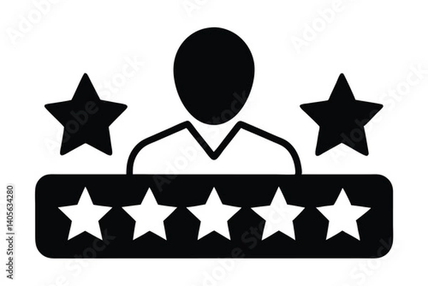 Fototapeta Customer review and five star rating with additional stars icon design