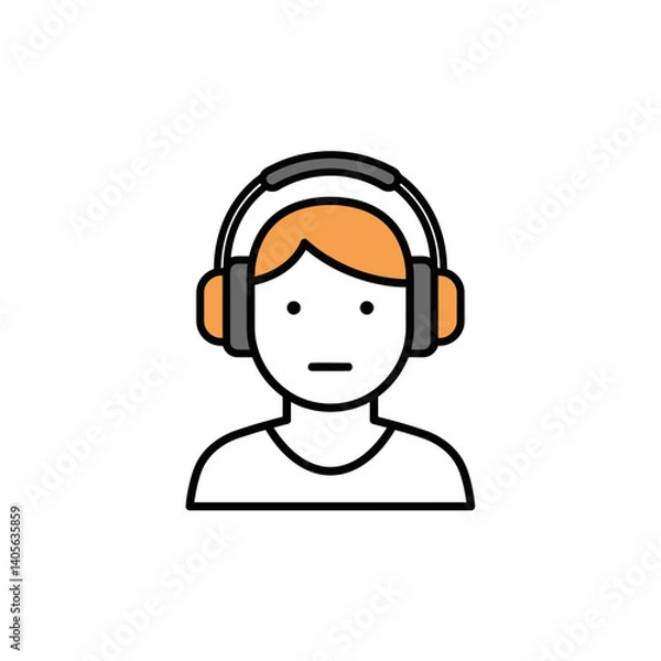 Fototapeta Listening: Illustration of a person engrossed in the world of music or sound. Featuring a person wearing headphones and showcasing the essence of audio immersion. 