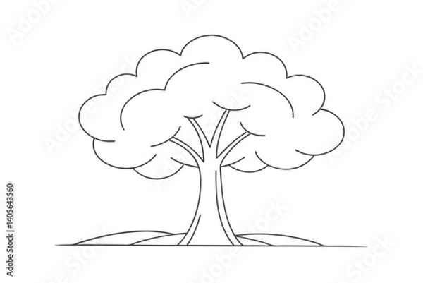 Fototapeta Minimalist Tree Outline Vector Illustration For Coloring Books And Design Projects