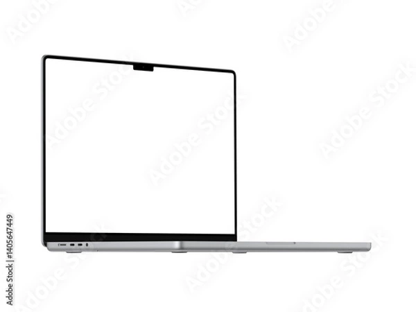 Fototapeta MacBook Pro 2024 Silver with Blank Screen, Isolated side view