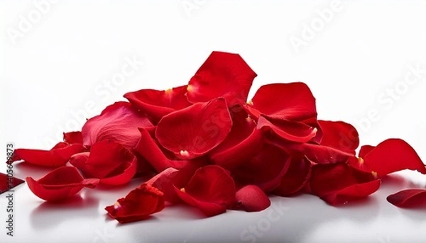 Obraz loose red rose petals scattered on white surface