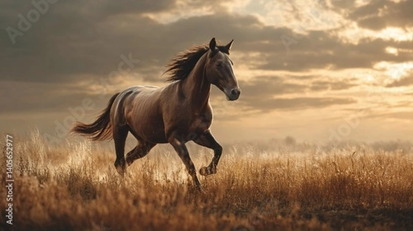 Obraz  A Horse Running Through A Field Of Tall Grass