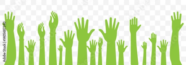 Fototapeta hand rise vote icon sign vector. Handdrawn silhouette of cupped hands isolated on white background. Highlighted outline of raised hands. Modern illustration. EPS 10.