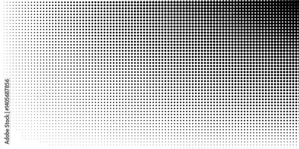 Obraz Set of halftone dots gradient pattern texture isolated on white background. Straight dotted spots using halftone circle dot raster texture. Vector blot half tone collection.