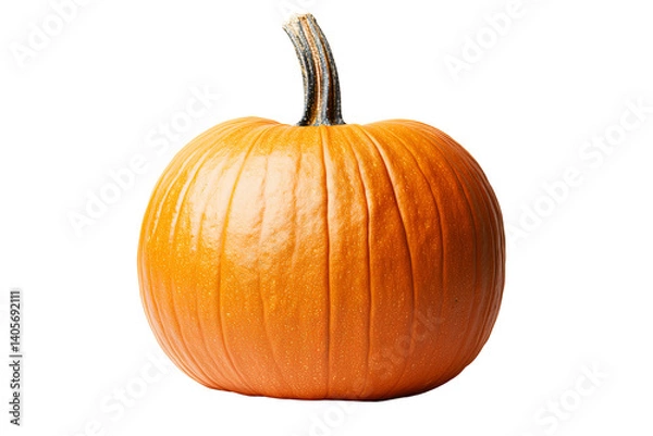 Obraz An orange pumpkin with a curved stem, isolated on transparent background, showcasing its smooth skin and subtle ridges
