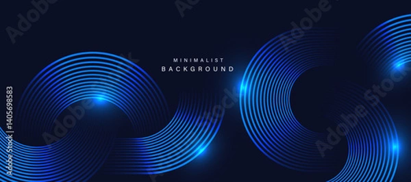 Fototapeta Dark minimalist background with glowing curved lines vector.