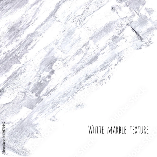 Obraz White, gray marble watercolor texture background. Abstract acrylic backdrop with stains, strokes, spots and ink waves. Natural stone wall for interior design.