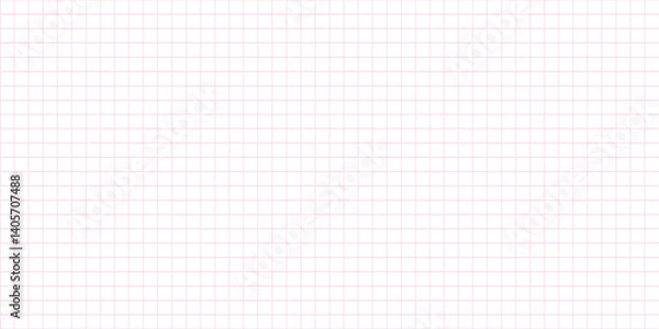 Obraz Pink horizontal checkered seamless patterns. Cute school paper texture background. Notebook sheet with grid. Graph style design. Vector illustration.
