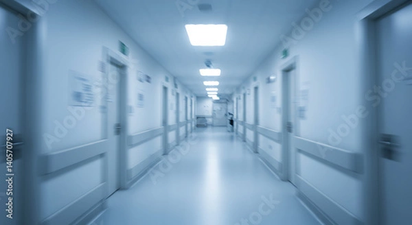 Fototapeta Hospital Corridor: A Blurred Path to Healing AI Generated
