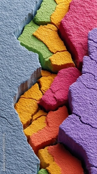 Fototapeta Abstract Colorful Texture with Cracks and Fractured Surfaces