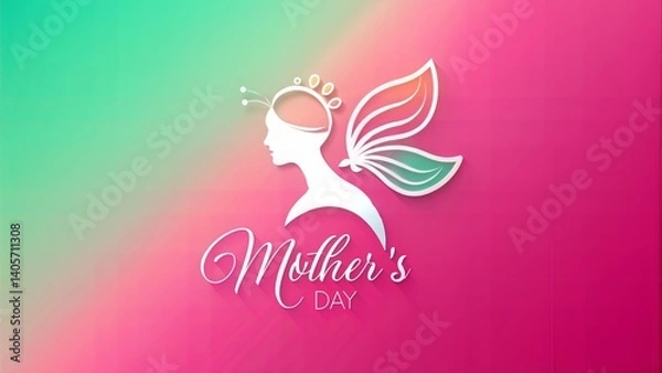 Obraz Beautiful Mothers Day Design With Feminine Silhouette and Elegant Color Gradient