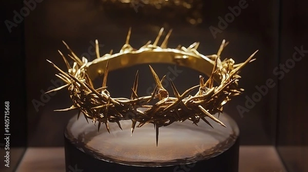Fototapeta The symbolic transformation of Christ's crown of thorns into a regal crown represents His suffering, death, and resurrection, often depicted during Passion Week
