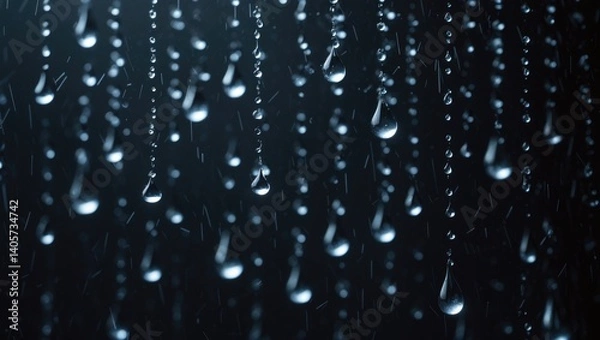 Fototapeta Precipitation against a dark backdrop. Abstract design