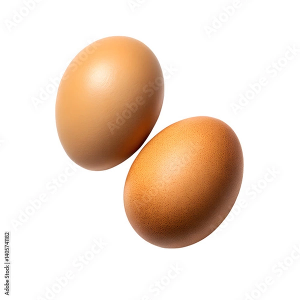 Obraz Two fresh brown eggs isolated on black background