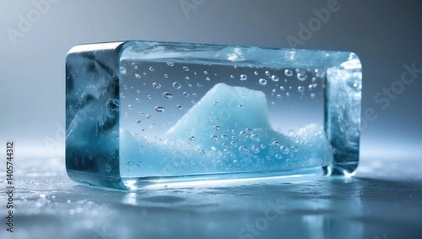 Fototapeta ice block with backdrop