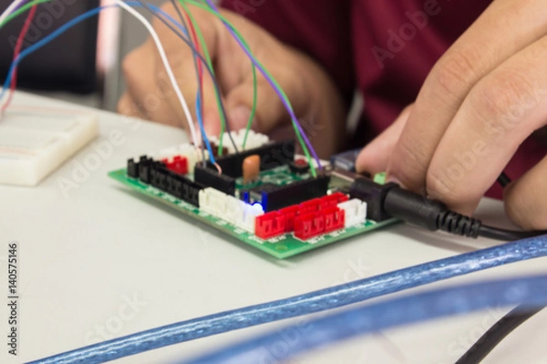 Fototapeta seven segment connect to board electronic control number