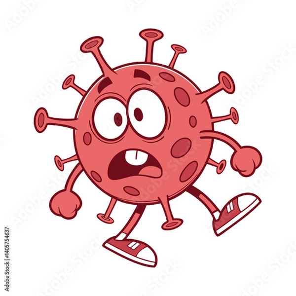 Fototapeta Scared virus vector cartoon character isolated on a white background.