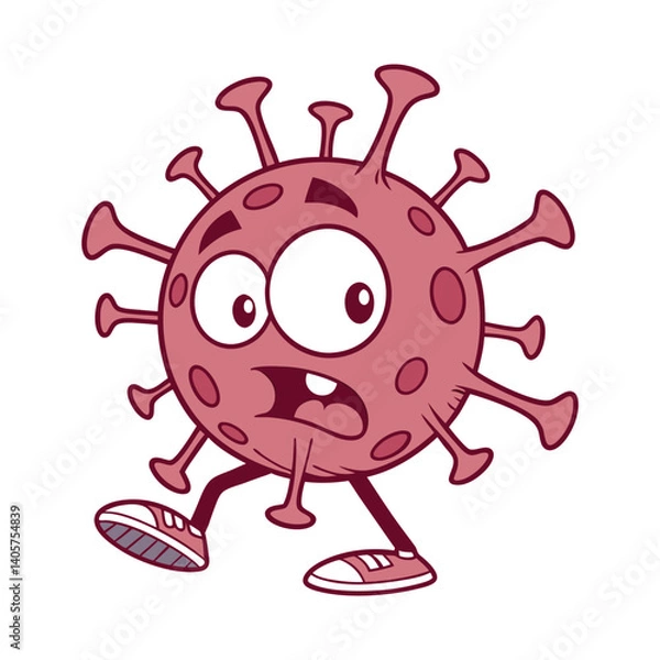 Fototapeta Scared virus vector cartoon character isolated on a white background.