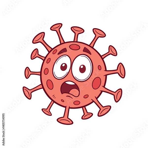 Fototapeta Scared virus vector cartoon character isolated on a white background.